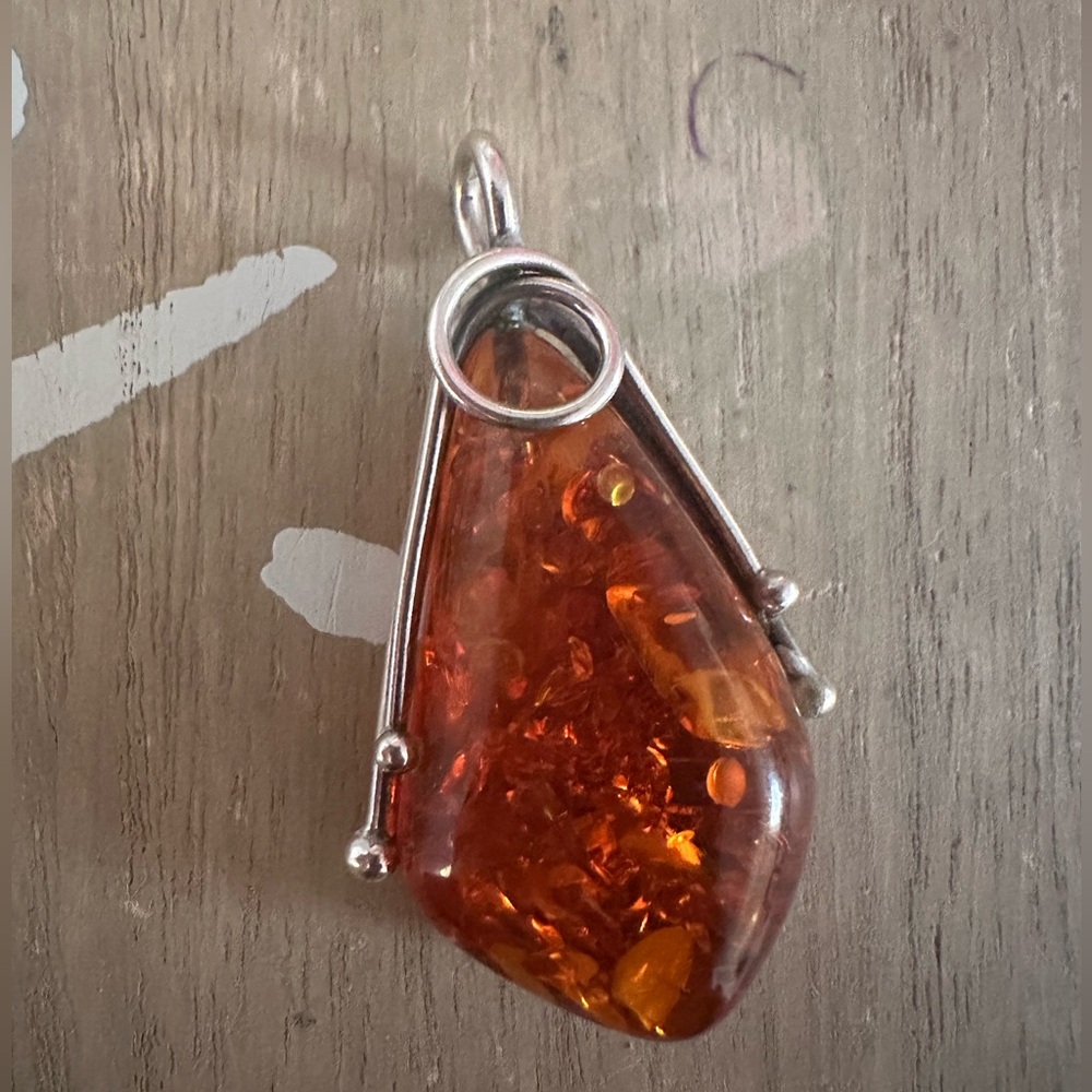 Amber* Pendant with Sterling Silver Setting